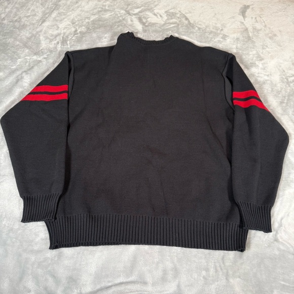 Varsity Striped Cotton Knit Sweater Mens XL Tall Fit (Estimated) Sample Black - Picture 6 of 9